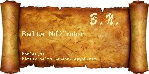 Balta Nándor névjegykártya